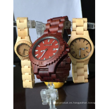 Reloj de madera de bambú genuino natural hecho a mano